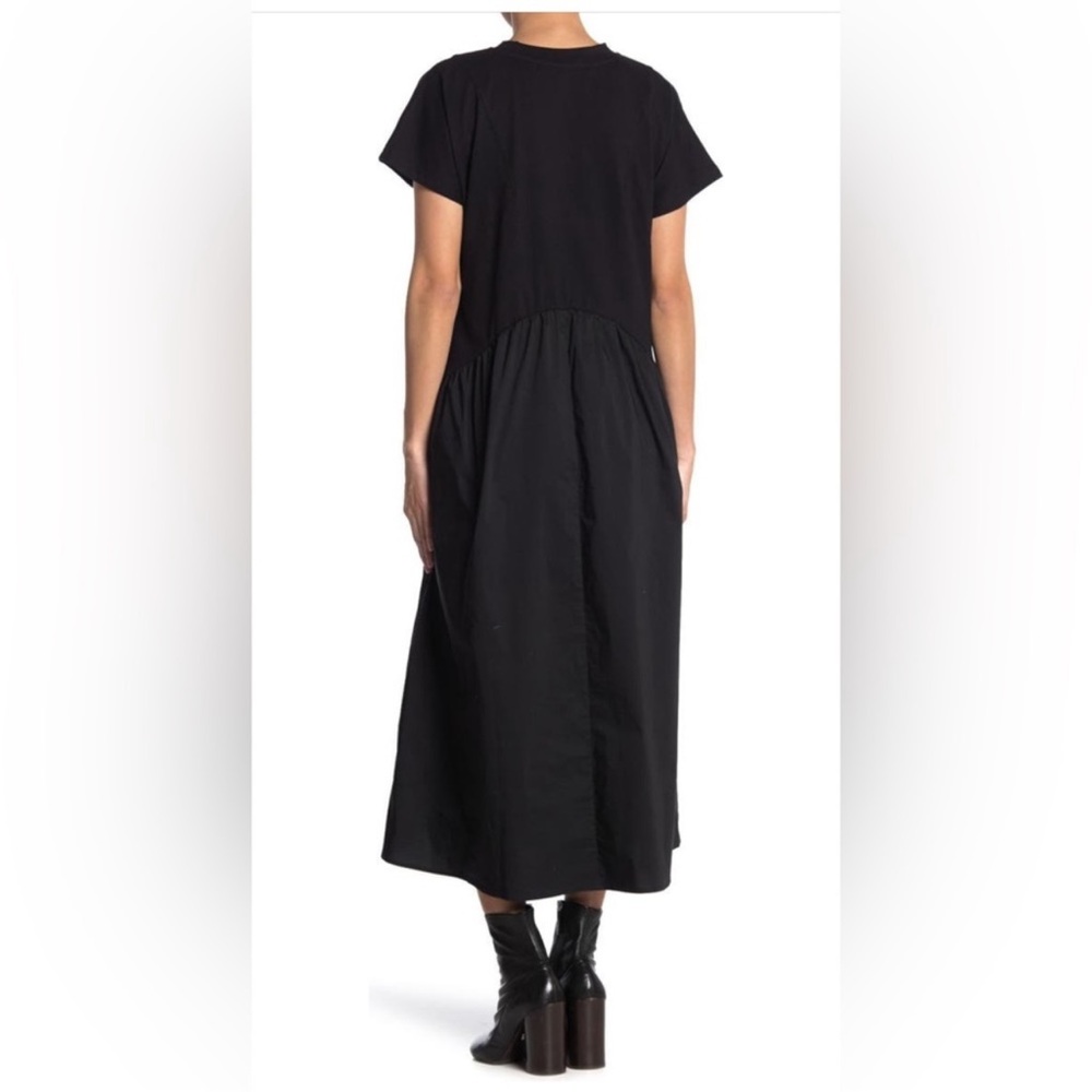 Melloday mixed media short sleeve black midi dress M - Picture 2 of 7